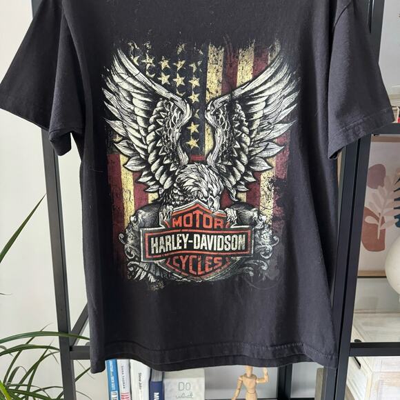 Harley Davidson Freedom USA Flag Eagle Oconomowoc Wisconsin Graphic T-Shirt S - Picture 2 of 7